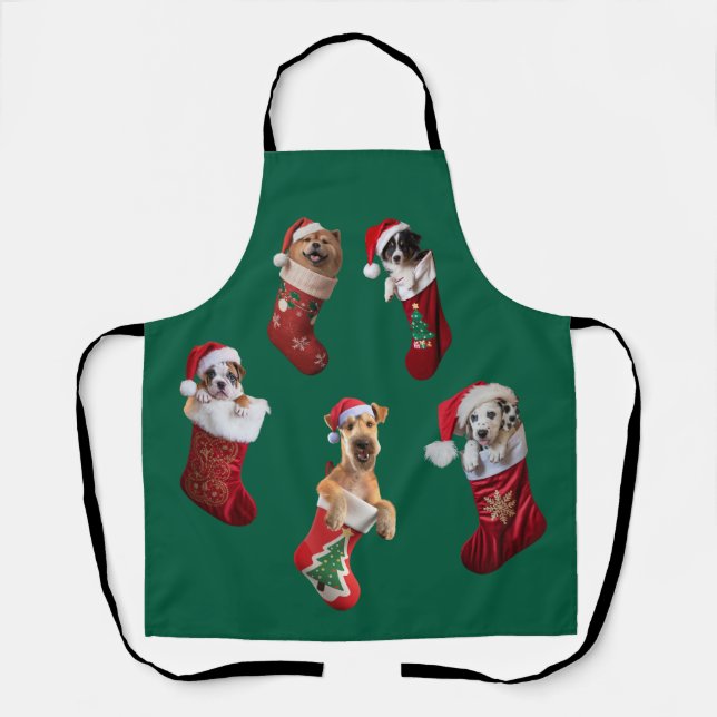 Tablier de Noël Chaussette de Chien (Recto)