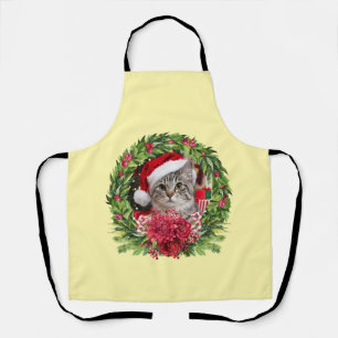 Tablier de Noël Couronne Chat Tigré