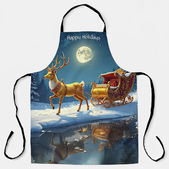 Tablier de Noël de traîneau de rennes de vacances (Recto)