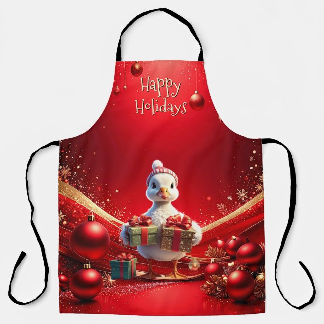 Tablier de Noël de vacances de canard mignon (Recto)