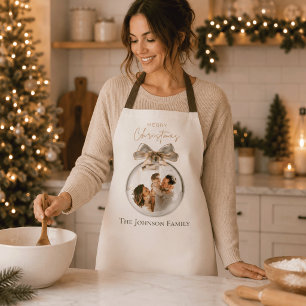 Tablier de Noël élégant avec photo de famille pers