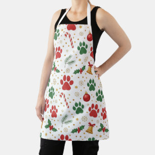 Tablier de Noël empreinte de patte de compagnie fe