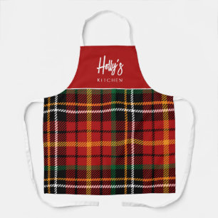 Tablier de Noël personnalisé à carreaux rouges ten