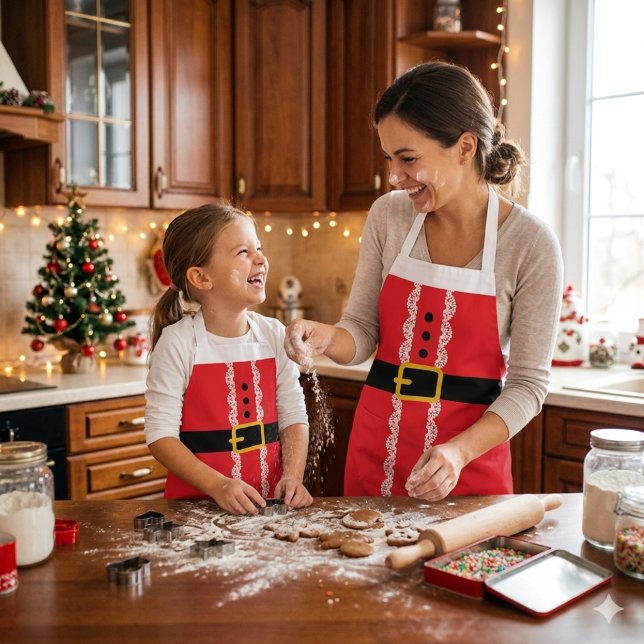 Tablier de Noël personnalisé avec le Père Noël (Personalised Santa Christmas Apron)