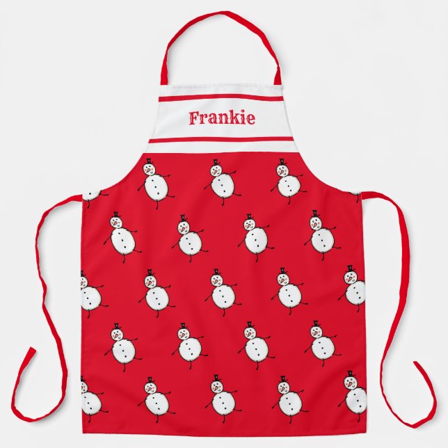 Tablier de Noël personnalisé Snowman (Recto)