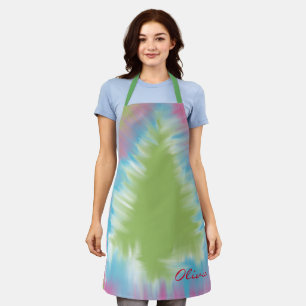 Tablier de Noël personnalisé - Tie Dye Tree Nom ca