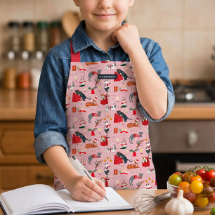 Tablier de Noël pour enfants Chats roses Cuisine e