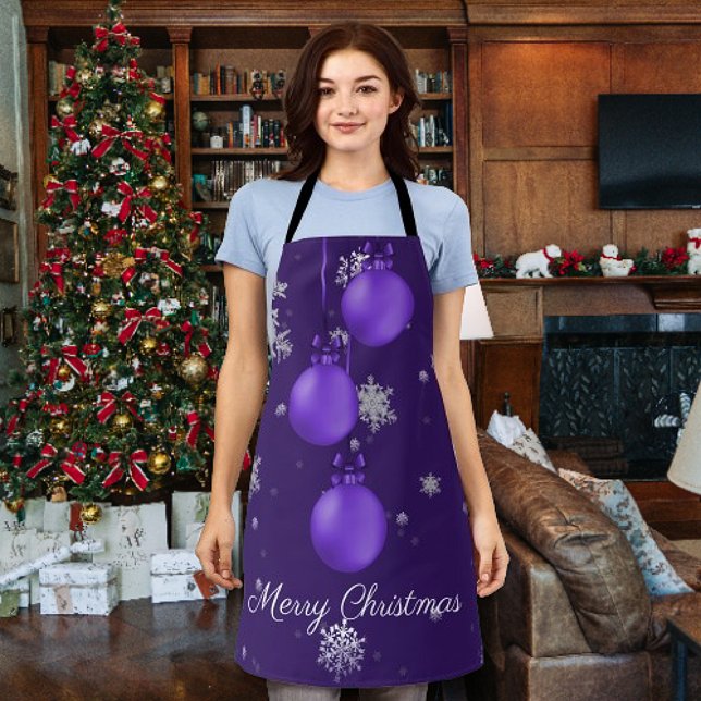 Tablier de Noël pourpre (Purple Christmas Ornaments Apron)