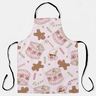Tablier de Noël rose pastel et gâteau à nœud papil