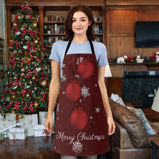 Tablier de Noël Rouge (Red Christmas Ornaments Apron)