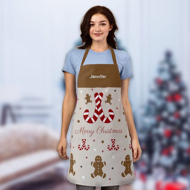 Tablier de Noël : sucre d'orge et pain d'épices (Christmas Gingerbread Man & Candy Cane Apron)
