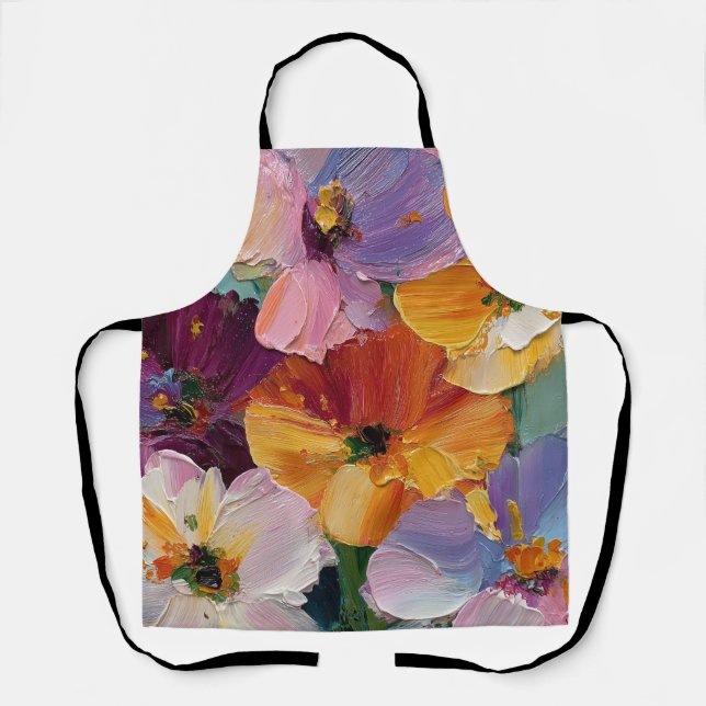 Tablier de peinture florale vibrante Impasto (Recto)
