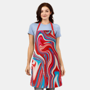 Tablier de peinture rouge blanc et bleu poursuivan