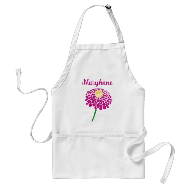Tablier de poche à fleurs Zinnia avec nom personna (Devant)