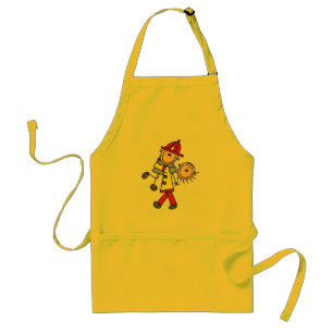 Tablier de pompier en bonhomme allumette sauvant d