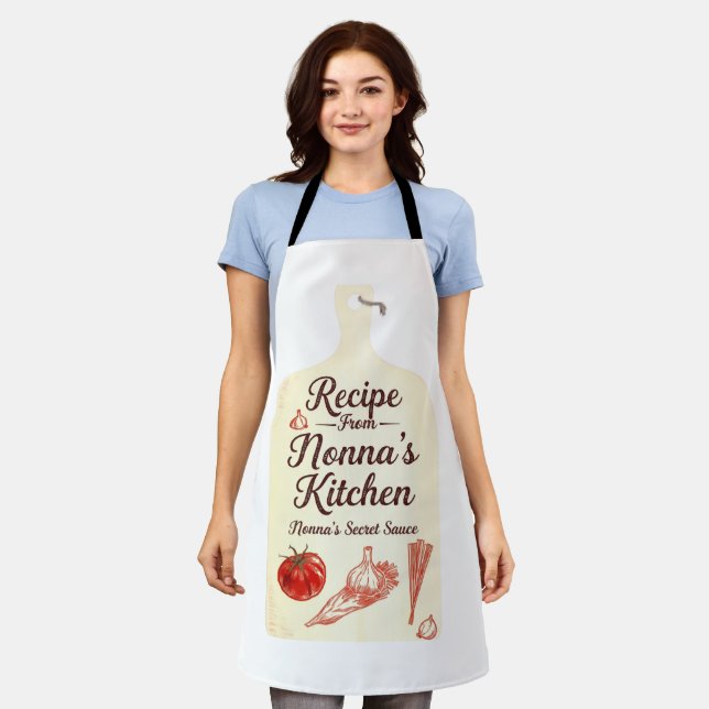 Tablier de recette de la cuisine de Nonna | Grand- (Porté)