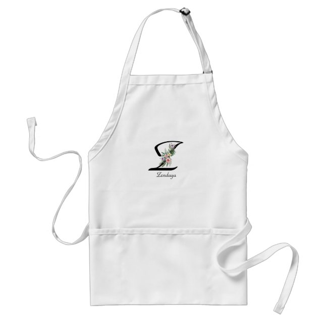 Tablier de retraite à lettre de monogramme floral  (Devant)