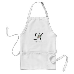 Tablier de retraite à monogramme floral lettre K