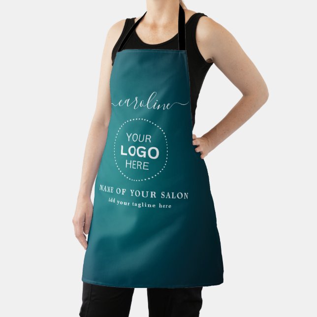 Tablier de salon de coiffure au nom et logo élégan (Insitu)