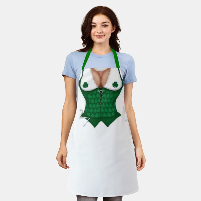 Tablier de serveuse irlandais coquin pour la Saint (Porté)