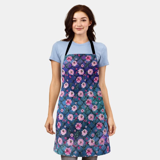Tablier de sirène floral pailleté - Cadeau de Noël (Porté)
