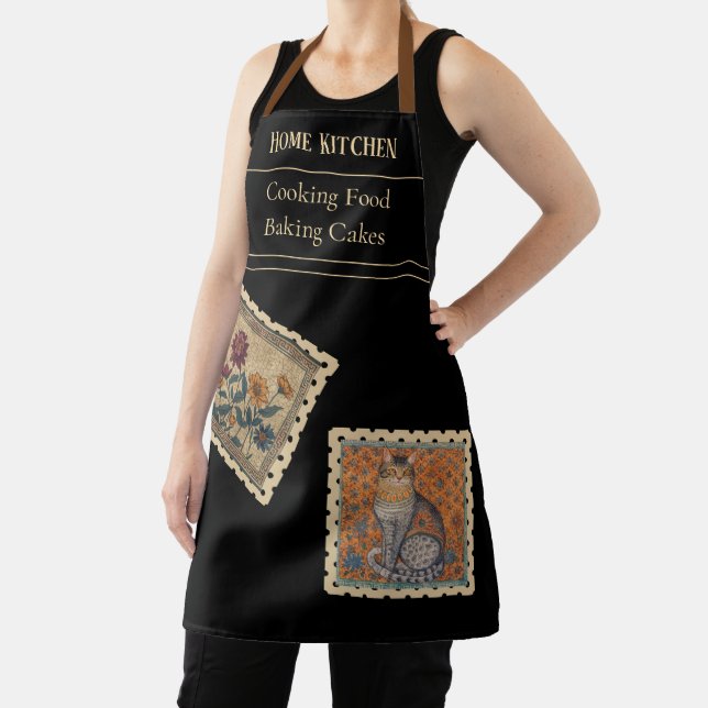 Tablier de style Grèce antique, Fleur et Chat vint (Insitu)