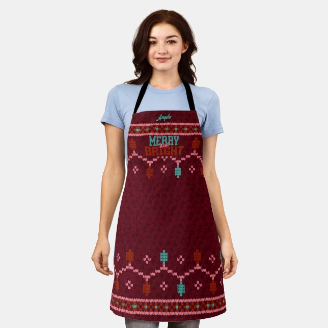 Tablier de style pull moche Noël Merry & Bright (Porté)