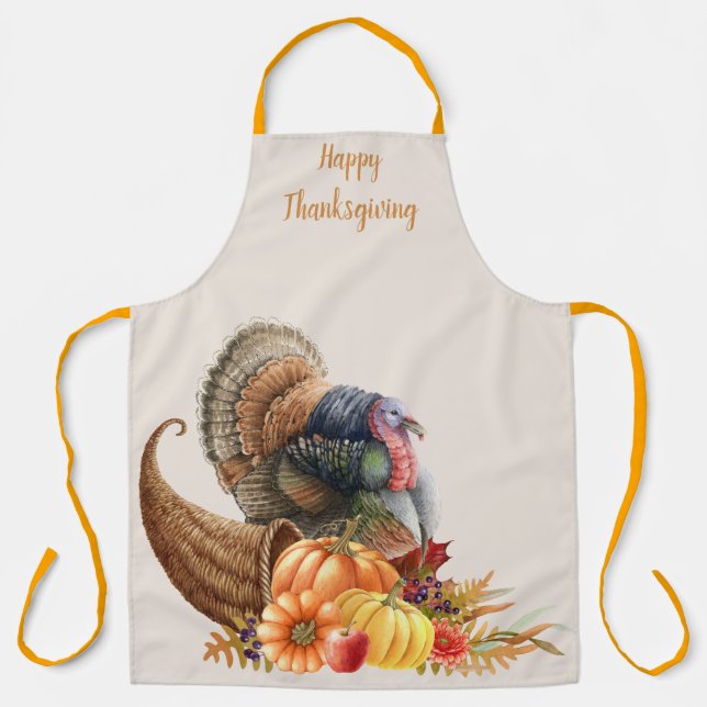 Tablier de Thanksgiving Dinde Citrouilles (Recto)