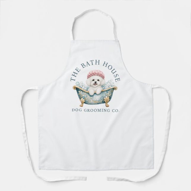 Tablier de toilettage pour chien Bichon Frise blan (Recto)
