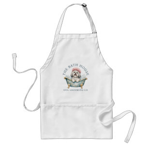 Tablier de toilettage pour chien Lhasa Apso blanc