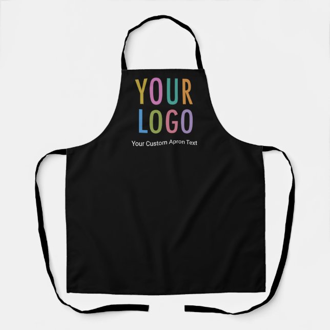 Tablier de travail personnalisé noir avec logo (Recto)