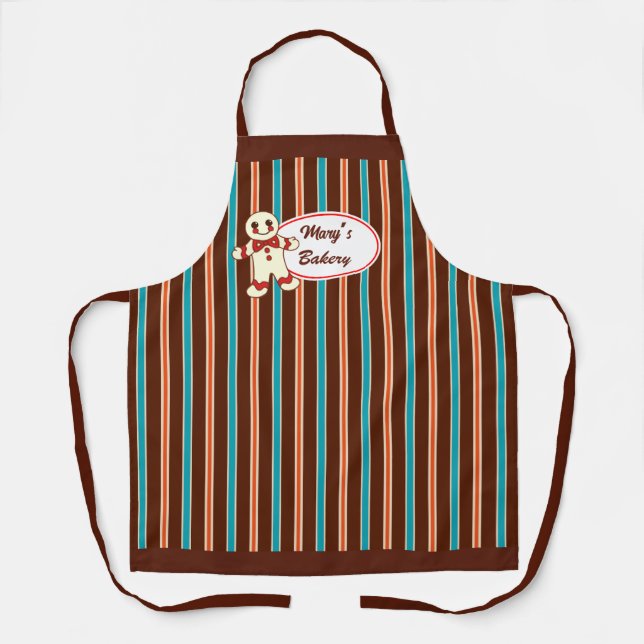 Tablier de travail rayé au chocolat pour entrepris (Recto)