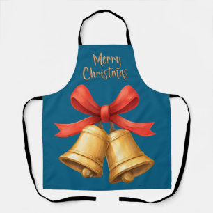 Tablier de vacances bleu avec clochettes de Noël d