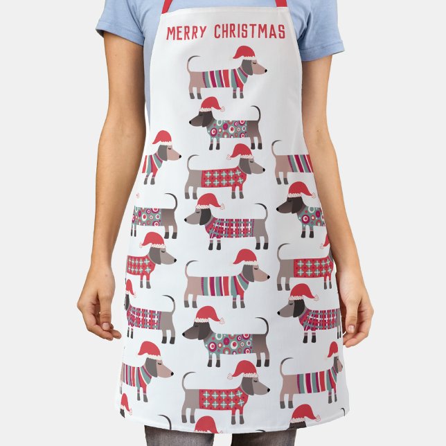 Tablier de vacances de Noël pour chien saucisse Da (Fun Christmas holiday Dachshund sausage wiener dog apron
)