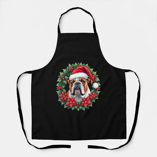 Tablier Débardeur drôle de Noël Bouledogue Anglais (Recto)