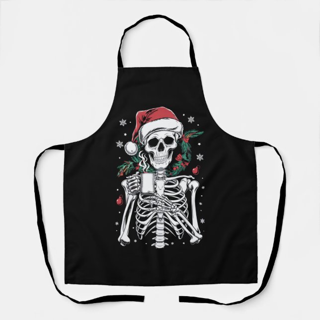 Tablier Décès dans le squelette de Noël Café Lover cadeau (Recto)