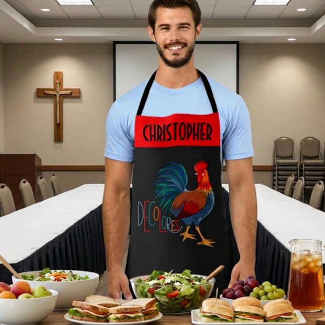 Tablier DeColores Cursillo Colorful Rooster Personalized (Créateur téléchargé)