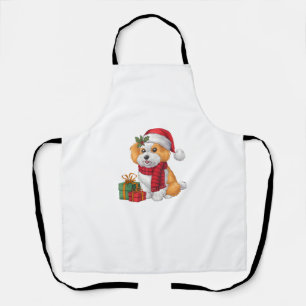 Tablier Décor de fête de Noël Père Noël Bichon Chien Noël