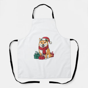 Tablier Décor de fête de Noël Père Noël Shiba Inu Chien No
