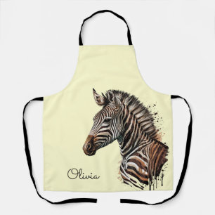 Tablier Décor de tête de zèbre aquarelle