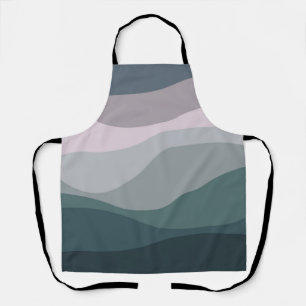 Tablier Décor de vagues de style rétro violet et turquoise