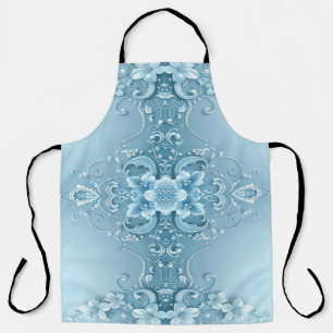 Tablier décoratif floral bleu