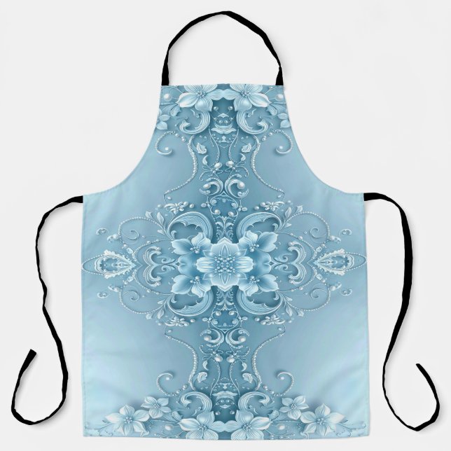 Tablier décoratif floral bleu (Recto)