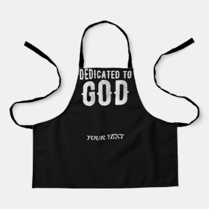 TABLIER DÉDIÉ À DIEU COOL BLANC TEXTE PERSONNALISABLE