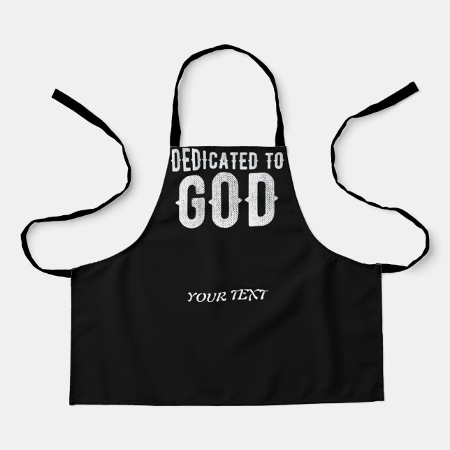 TABLIER DÉDIÉ À DIEU COOL BLANC TEXTE PERSONNALISABLE (Recto)