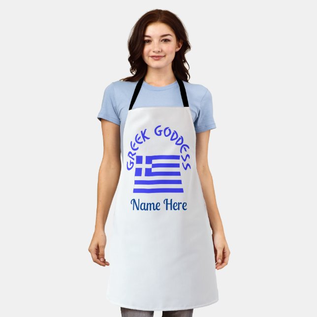Tablier Déesse grecque et drapeau de la Grèce personnalisé (Porté)