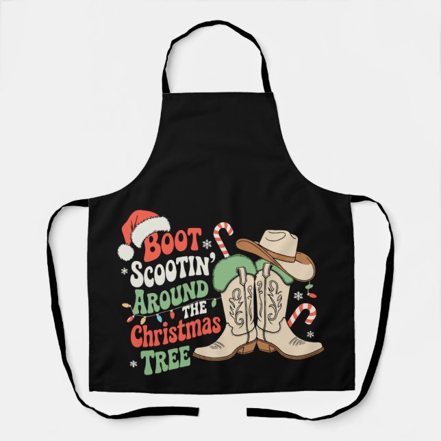 Tablier Défilé de bottes autour du sapin de Noël Western (Recto)