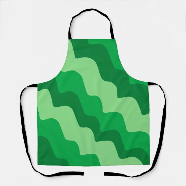 Tablier Dégradé vert ondulé des vagues océaniques (Recto)