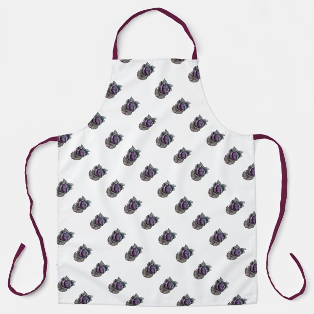 Tablier Delantal con acuarela de lombarda (Recto)