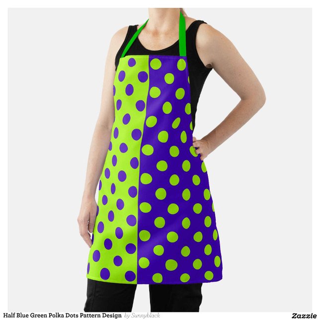 Tablier Demi pois bleus et verts   (Créateur téléchargé)